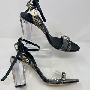 The Volon Snakeskin Chunky Lucite Block High Heels